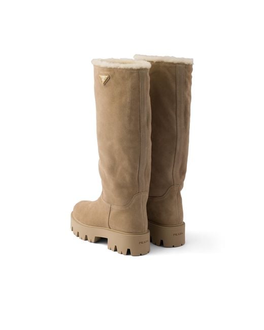 Prada White Suede Boots