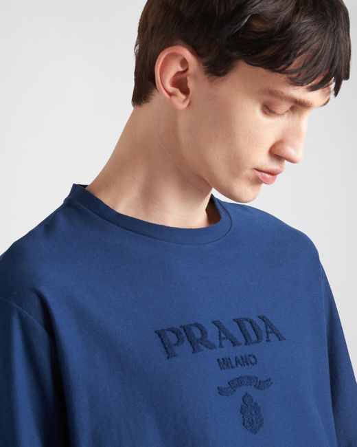Prada Blue Technical Cotton T-Shirt for men
