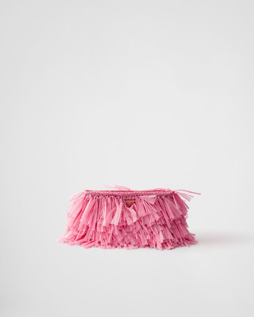 Prada Pink Medium Fringed Crochet Clutch