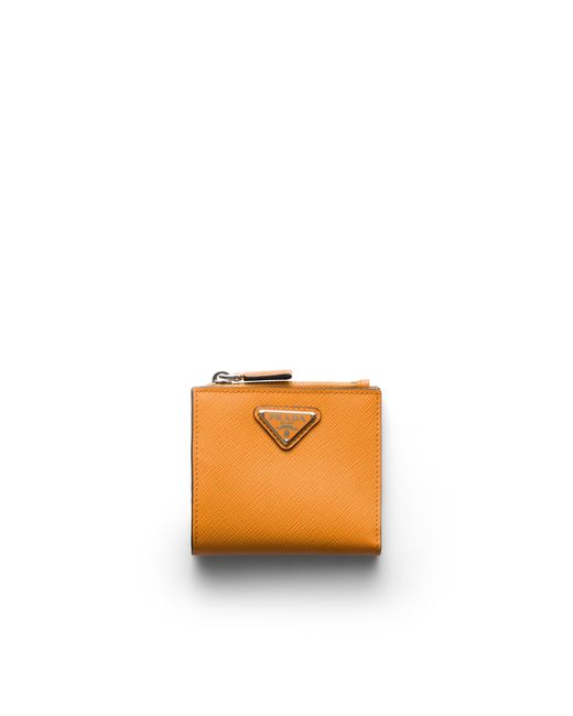 Prada Orange Small Saffiano Leather Wallet for men