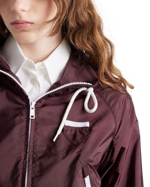 Prada Red Hooded Drawstring Zip-Up Jacket