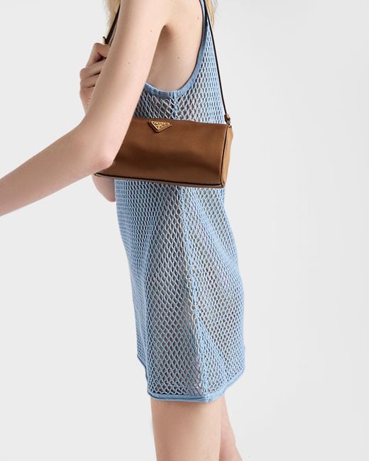 Prada Cotton Mesh Dress in Blue | Lyst