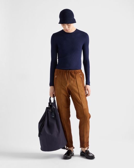 Prada Brown Suede Joggers for men