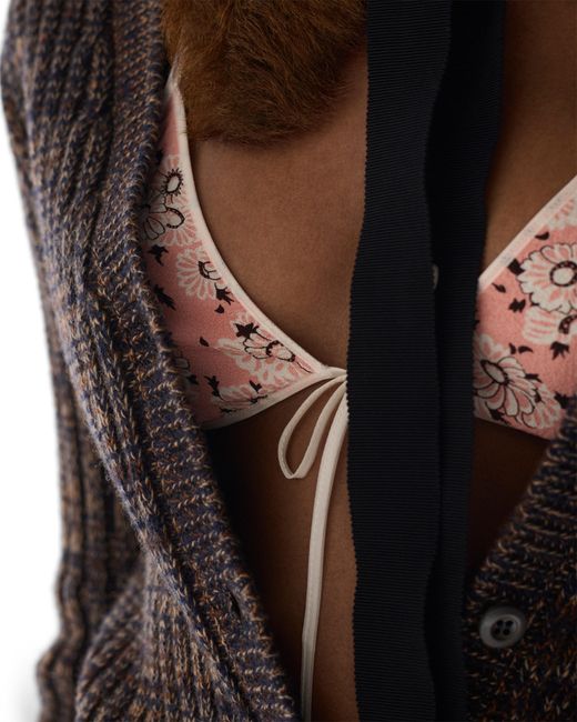 Prada White Floral Print Georgette Bra