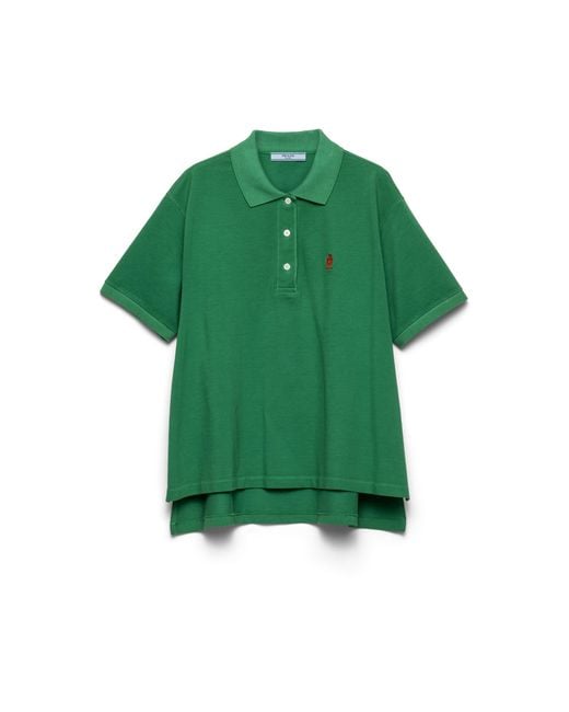 Prada Green Piqué Polo Shirt