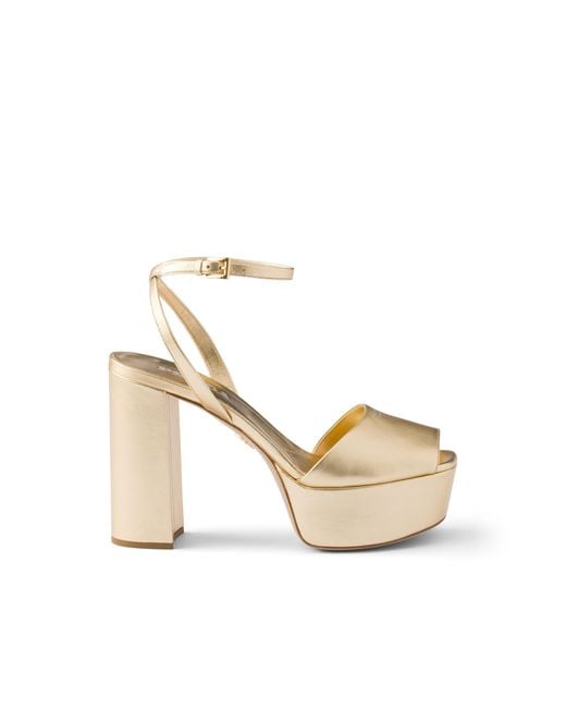Prada Metallic Mordoré Nappa Leather Platform Sandals