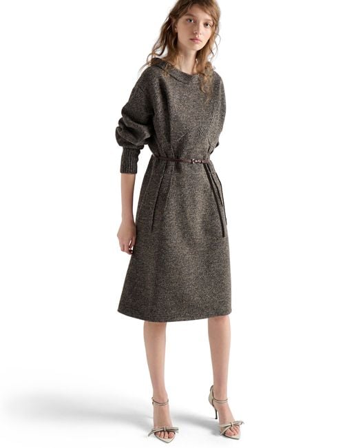Prada Gray Mouliné Wool Dress