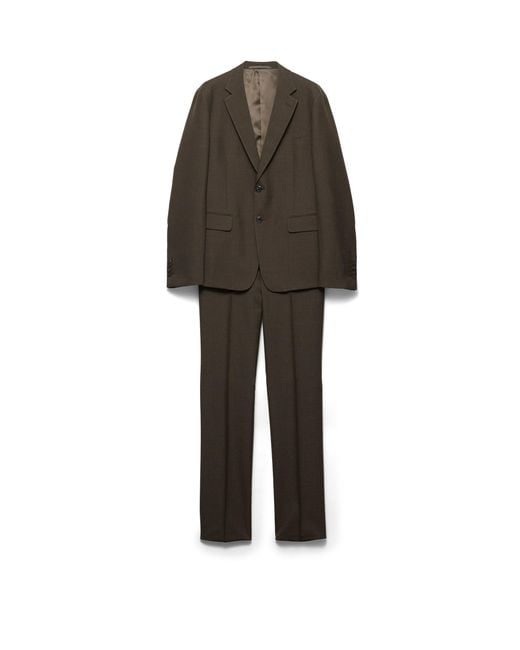 Prada Green Single-Breasted Wool Suit, Selva for men