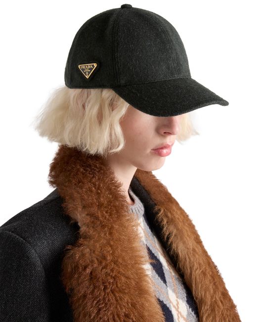 Prada Black Loden Fabric Baseball Cap