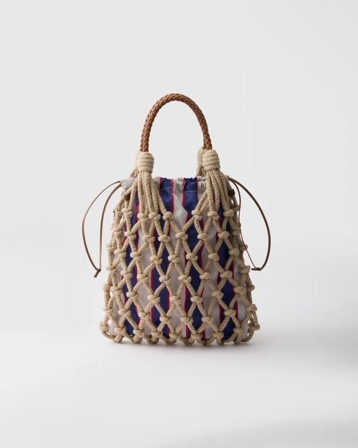 Prada Brown Noué Medium Cotton Macramé Bag