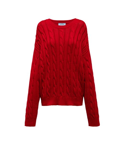Prada Red Cashmere Cable-knit Sweater