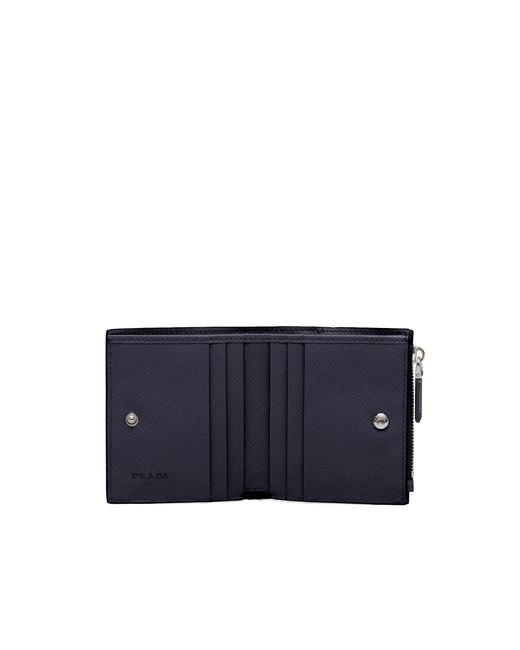 Prada Blue Small Saffiano Leather Wallet for men