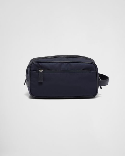Pouch Da Viaggio In Re-nylon E Saffiano di Prada in Blue da Uomo
