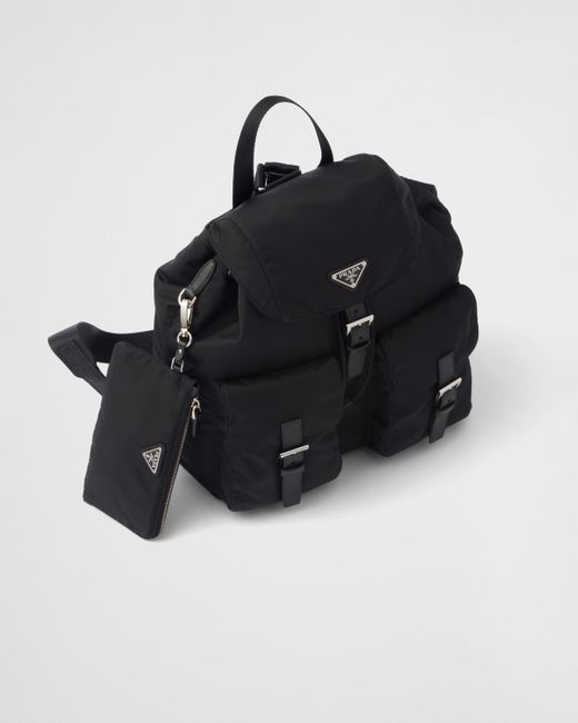 Prada Black Re-Nylon Medium Backpack With Pouch