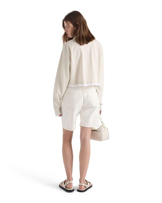 Prada White Long-Sleeved Piqué And Jersey Polo Shirt, Chalk