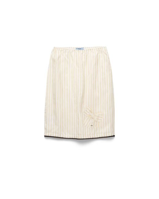 Prada White Striped Skirt With Appliqué