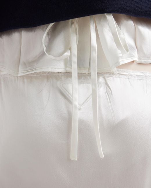 Prada White Bestickter Rock Aus Satin
