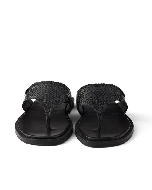 Prada White Leather Thong Sandals, Size 6 for men