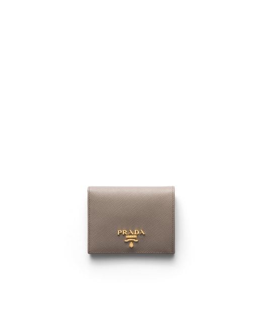 Prada White Small Saffiano Leather Wallet, Clay/Water Lily