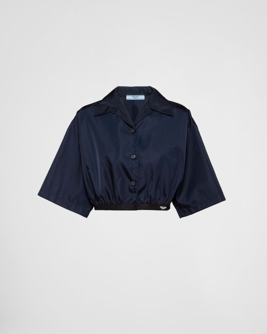 Camicia Crop In Re-nylon A Maniche Corte di Prada in Blue