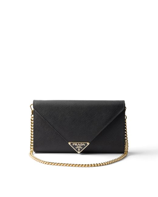 Cartera De Mano De Piel Saffiano Con Solapa Prada de color Black