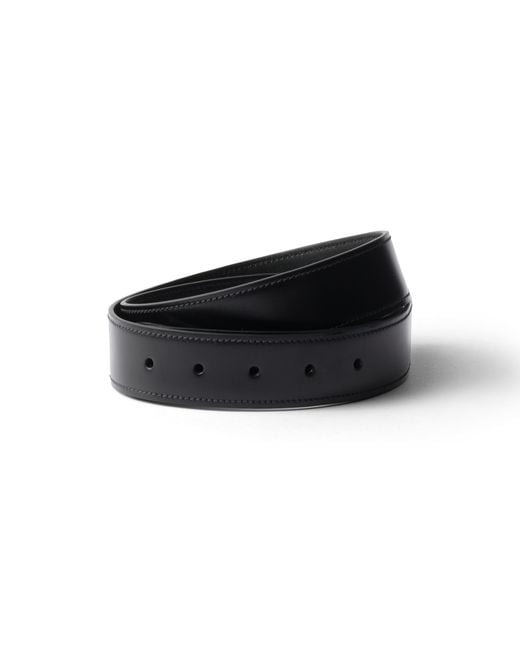 Prada Black Leather Belt Strap for men