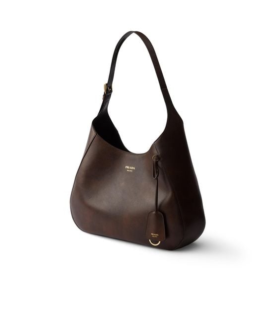 Prada Black Boogie Large Leather Bag, Cocoa