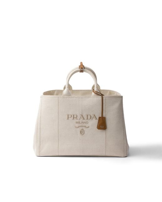 Prada Natural Jardinière Extra-Large Linen Blend Tote Bag for men