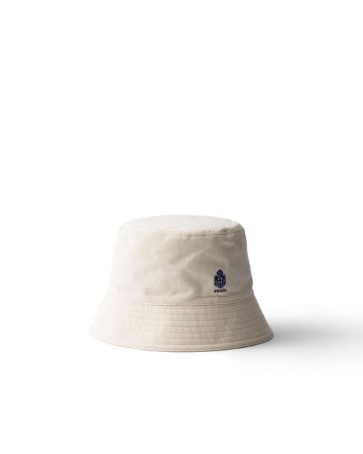 Prada White Old Gabardine Bucket Hat for men