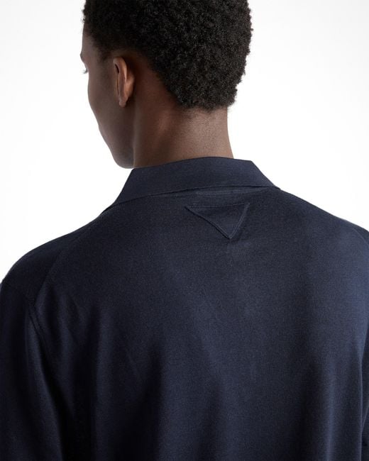 Prada Blue Cashmere And Silk Polo Shirt for men