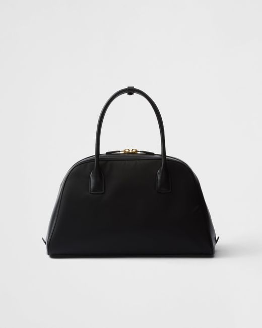 Prada Black Medium Re-Nylon And Leather Top-Handle Bag