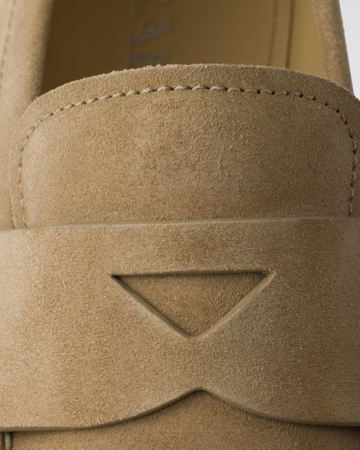 Prada White Bleached Suede Loafers for men
