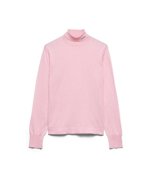 Prada Pink Cotton Turtleneck Sweater for men