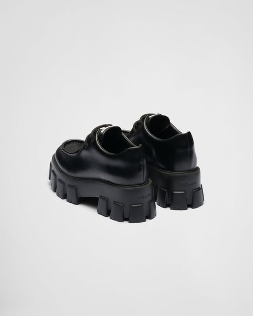 Chaussures À Lacets Monolith En Cuir Brossé Prada en coloris Black