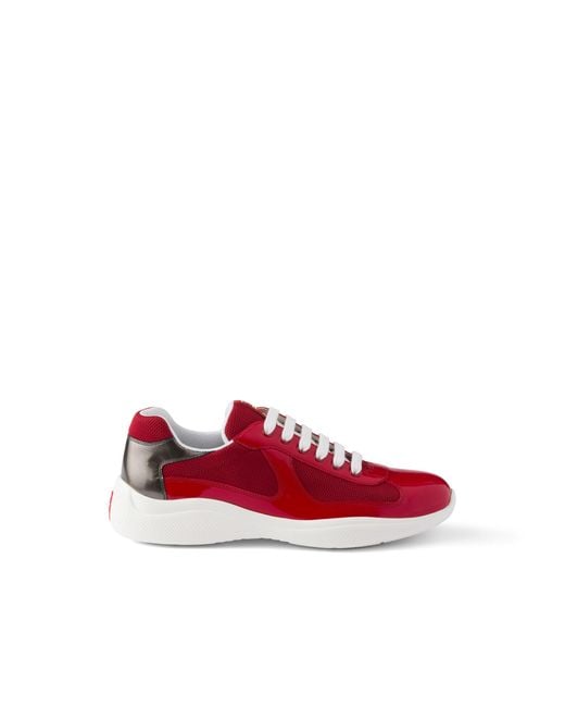 Prada Red Patent Leather And Technical Fabric America's Cup Sneakers, Size 5 for men