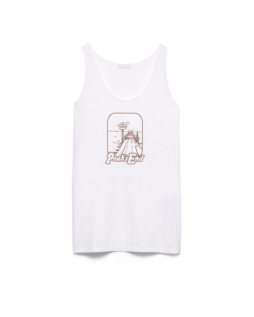 Prada White Printed Cotton Tank Top for men