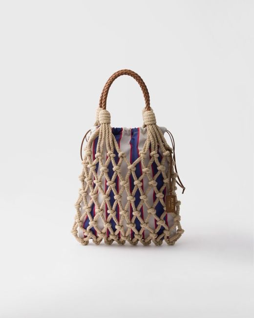 Prada Brown Noué Medium Cotton Macramé Bag