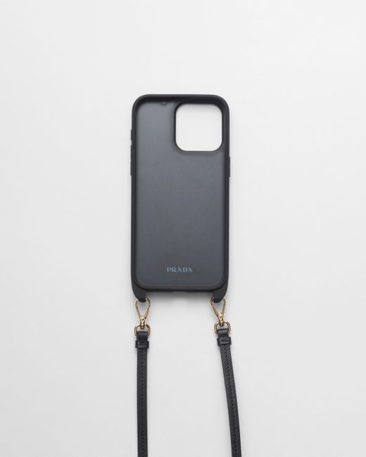 Prada White Saffiano Leather Cover For Iphone 15 Pro Max