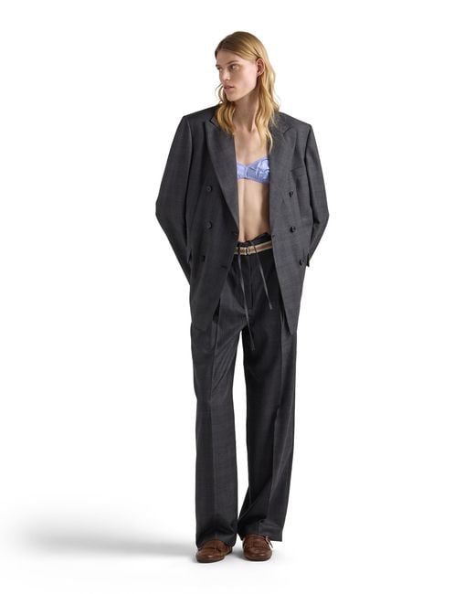 Prada Black Checked Wool Pants