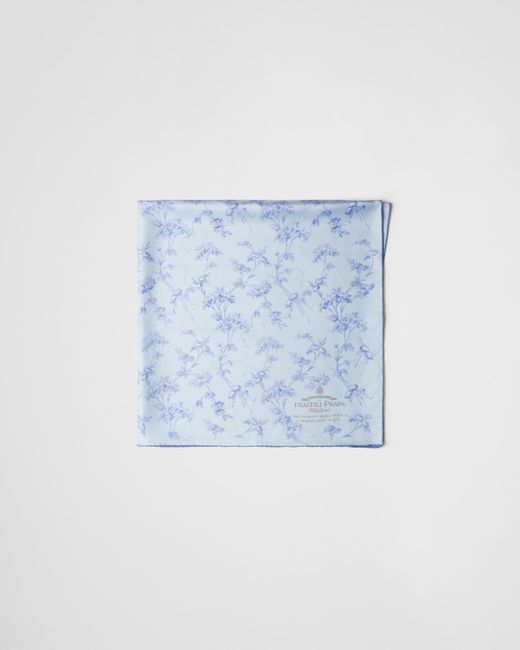 Prada Blue Printed Silk Twill Scarf