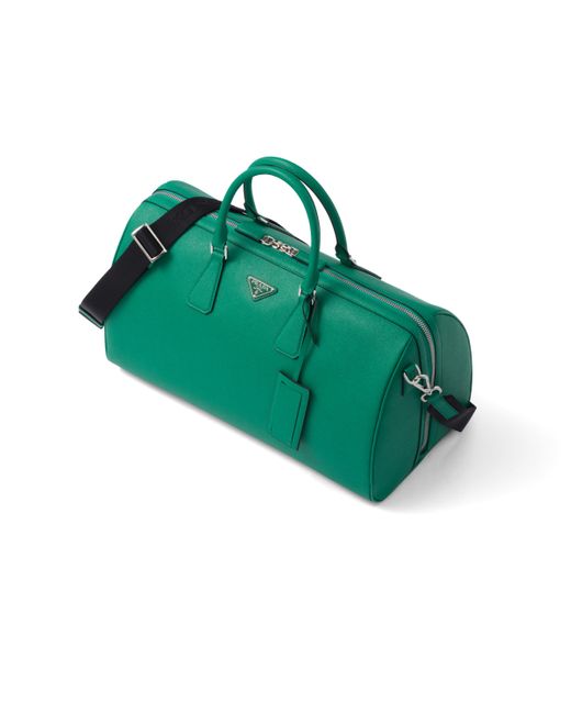 Prada Green Saffiano Leather Travel Bag