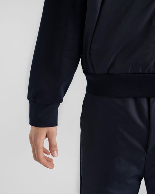 Sweat À Capuche En Coton Technique Et Re-Nylon Prada pour homme en coloris Blue