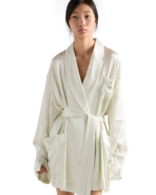 Prada White Silk Robe