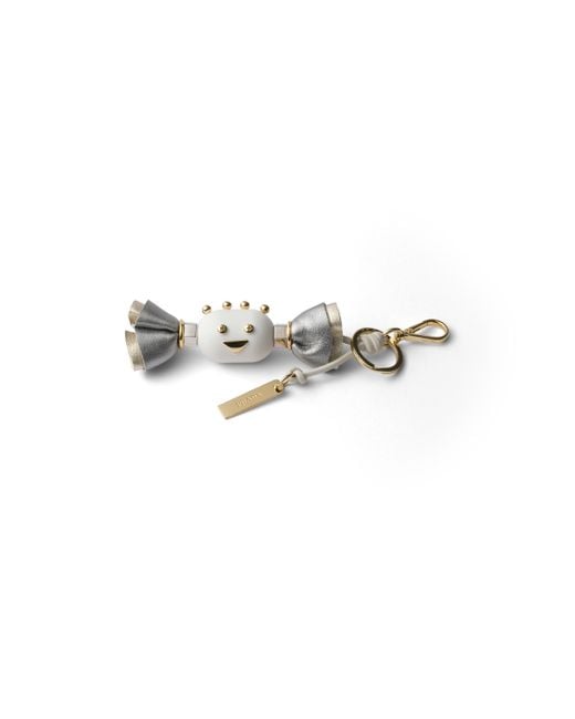 Prada White Candy Plexiglas And Leather Key Ring Charm