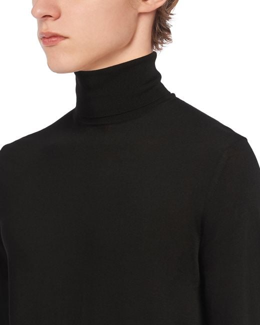 Prada Black Brushed Wool Turtleneck for men