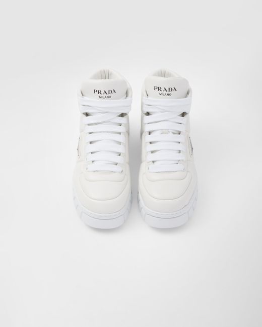 Prada White High-top-sneaker Aus Gepolstertem Nappa-leder