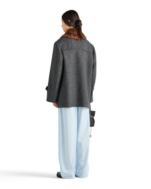 Prada Blue Striped Silk Pongé Pants