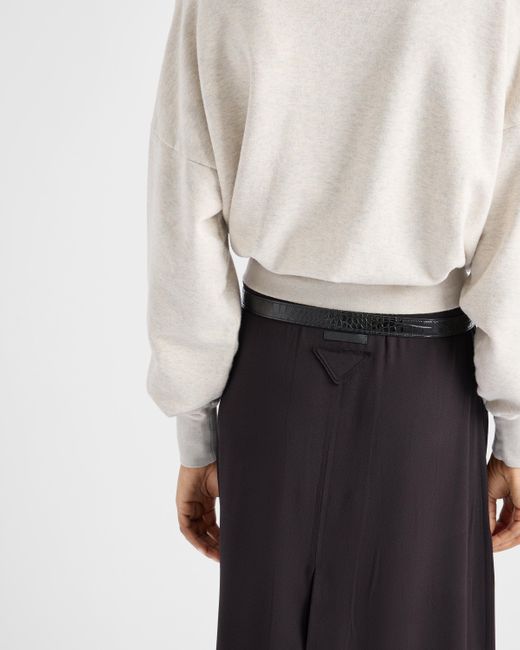 Prada Black Sablé Satin Skirt
