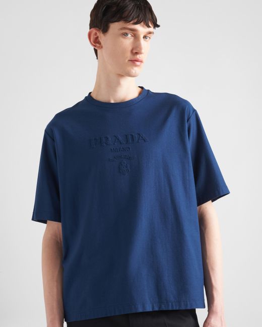 Prada Blue Technical Cotton T-Shirt for men