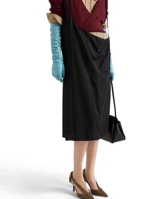 Prada Black Crepe Skirt With Suspender Straps